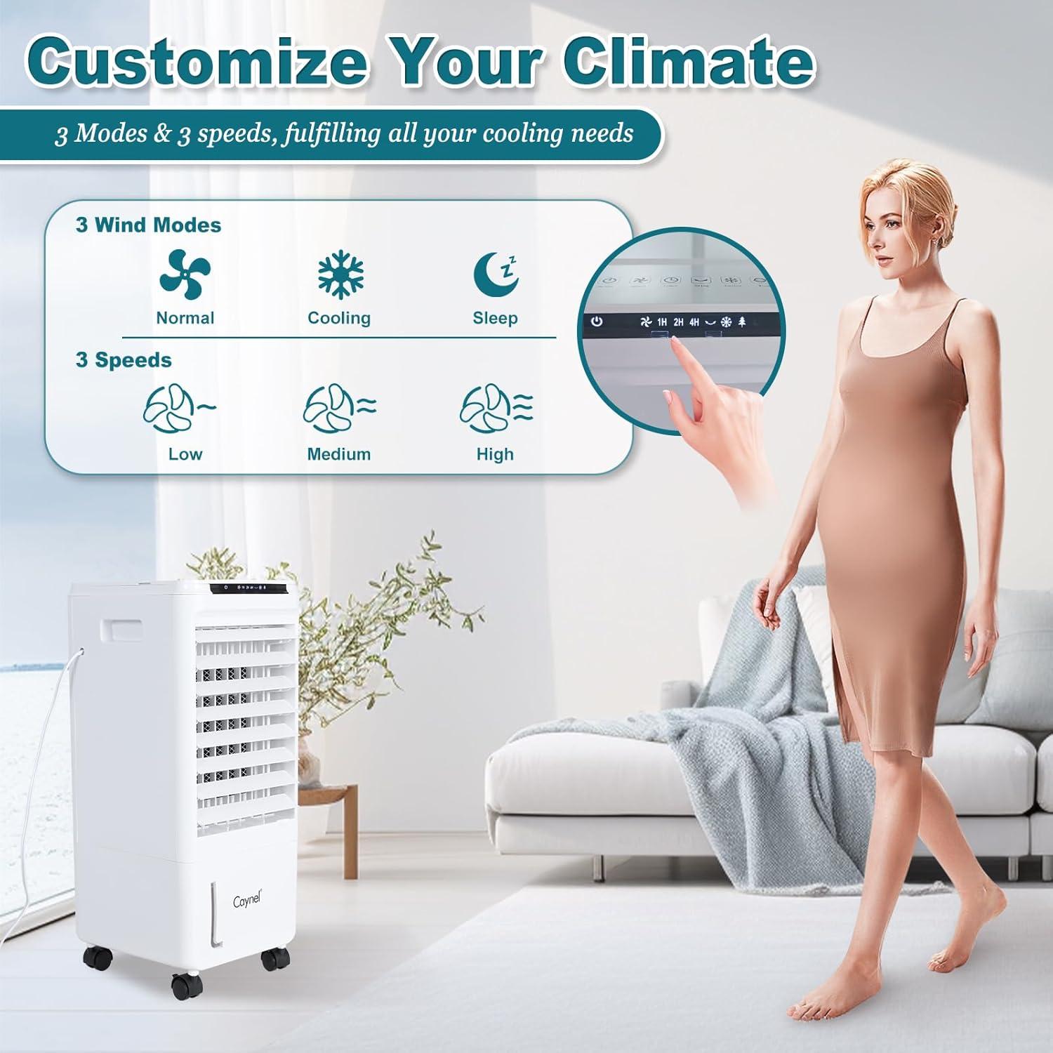 Acondicionador de Aire Portátil CAYNEL 7L, 4 Modos, 3 Velocidades