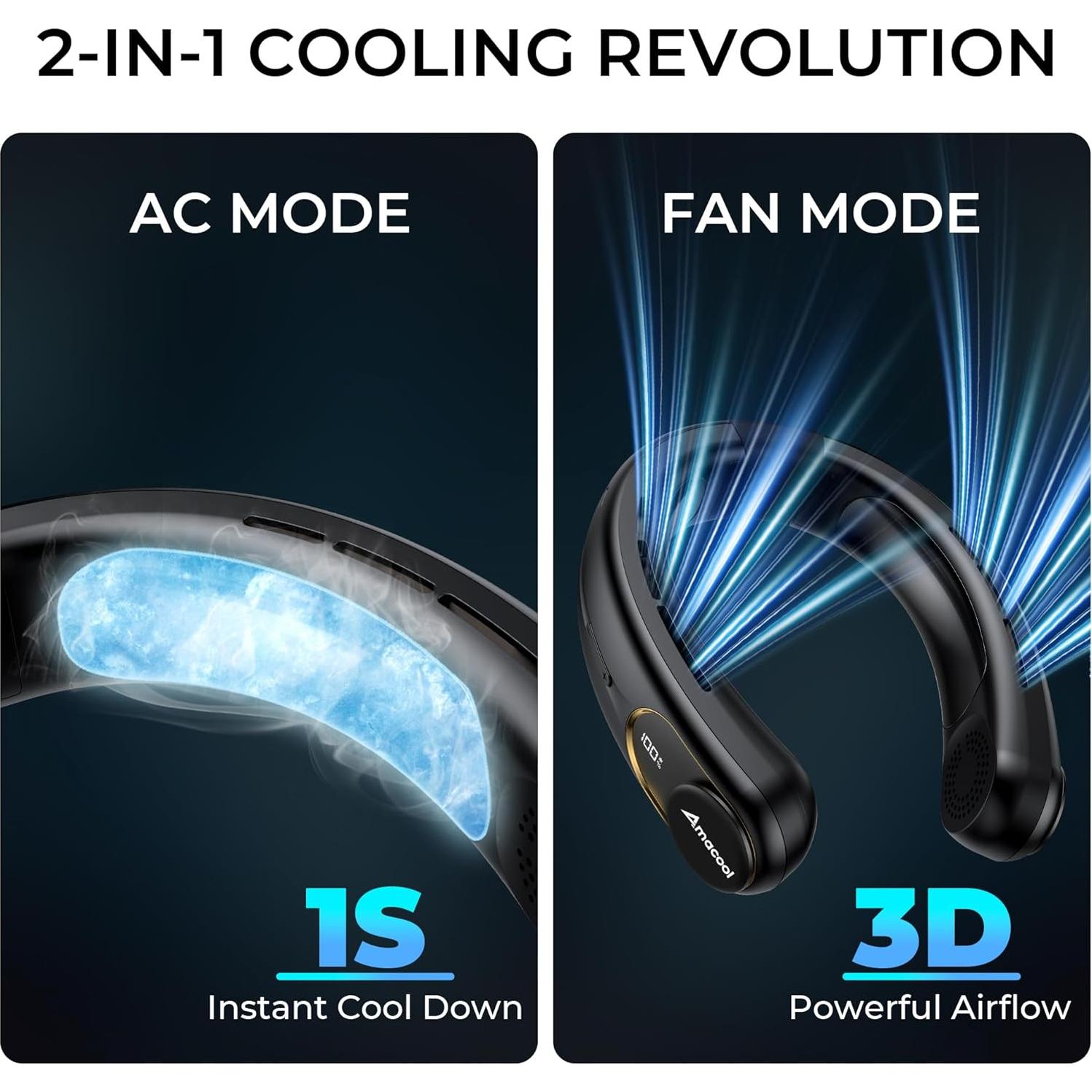 Ventilador de Cuello Portátil AMACOOL NF001 Sin Aspas 3 Velocidades