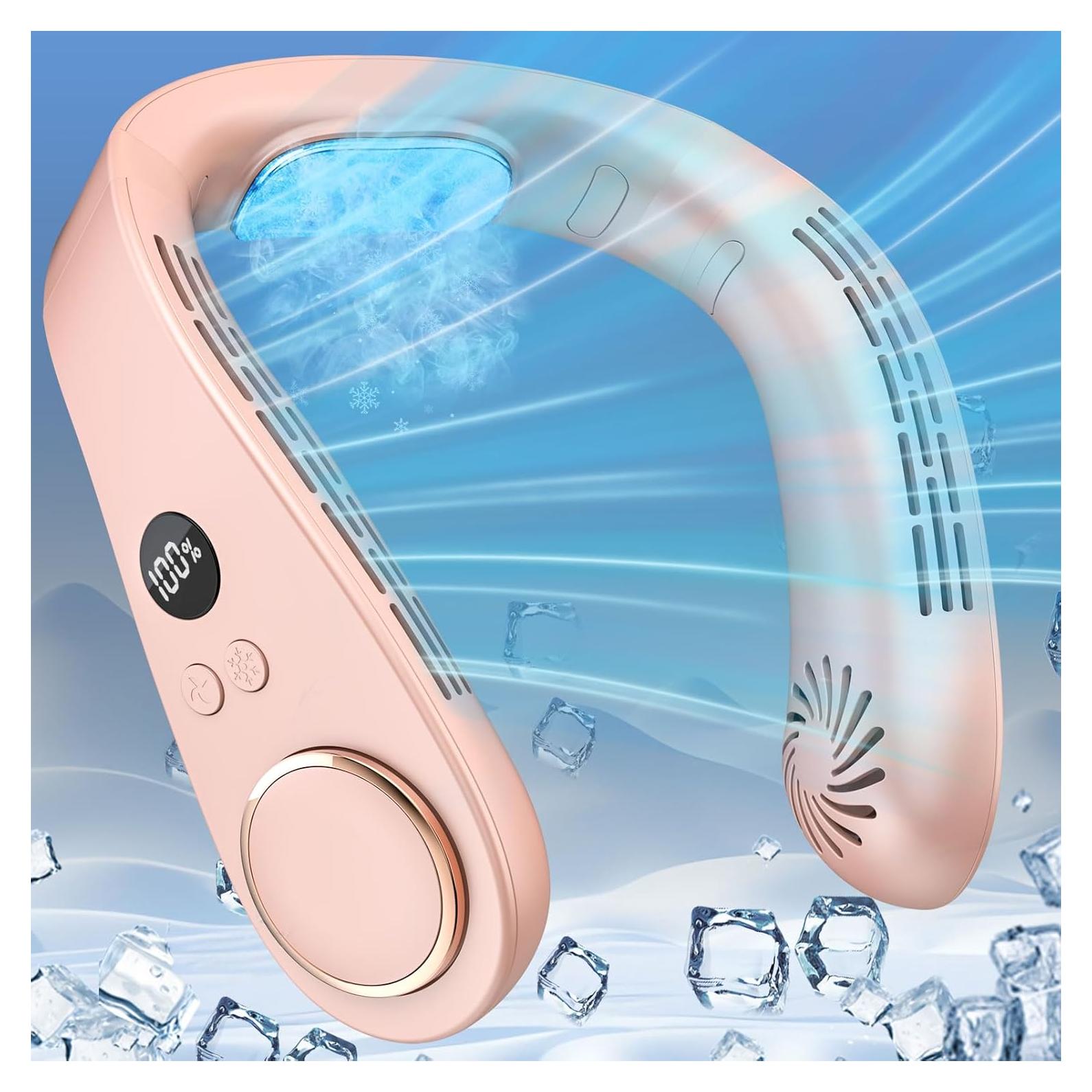 Ventilador de Cuello AJGJF Rosa con Placa de Enfriamiento 5500mAh