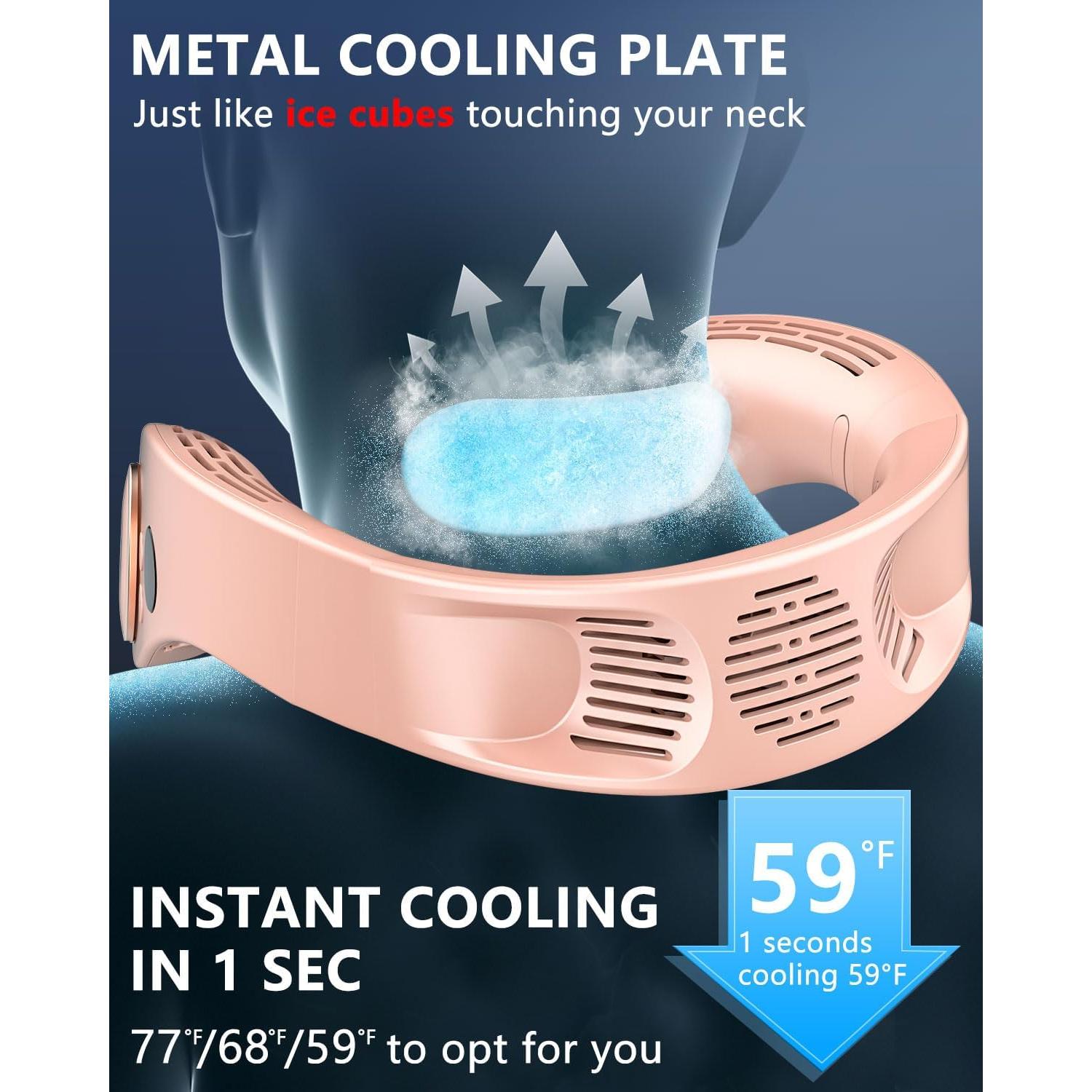 Ventilador de Cuello AJGJF Rosa con Placa de Enfriamiento 5500mAh