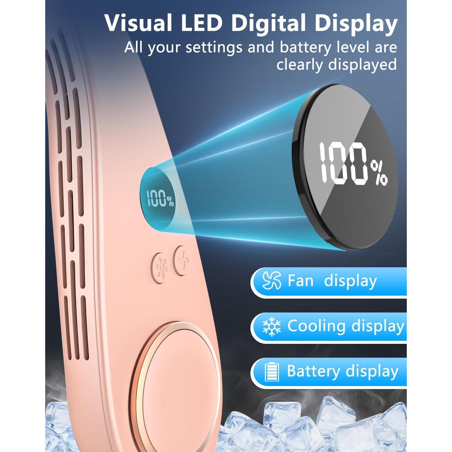 Ventilador de Cuello AJGJF Rosa con Placa de Enfriamiento 5500mAh