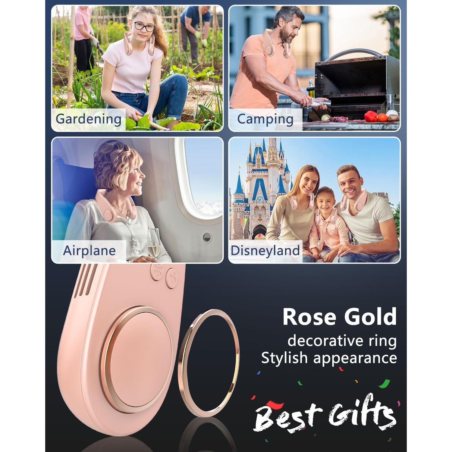 Ventilador de Cuello AJGJF Rosa con Placa de Enfriamiento 5500mAh