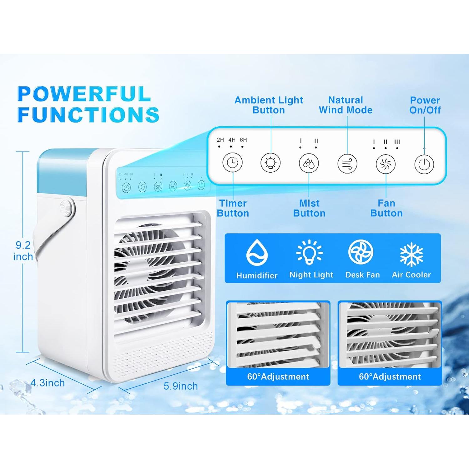 Acondicionador de Aire Portátil 6 en 1 F2 Blanco 600ml USB