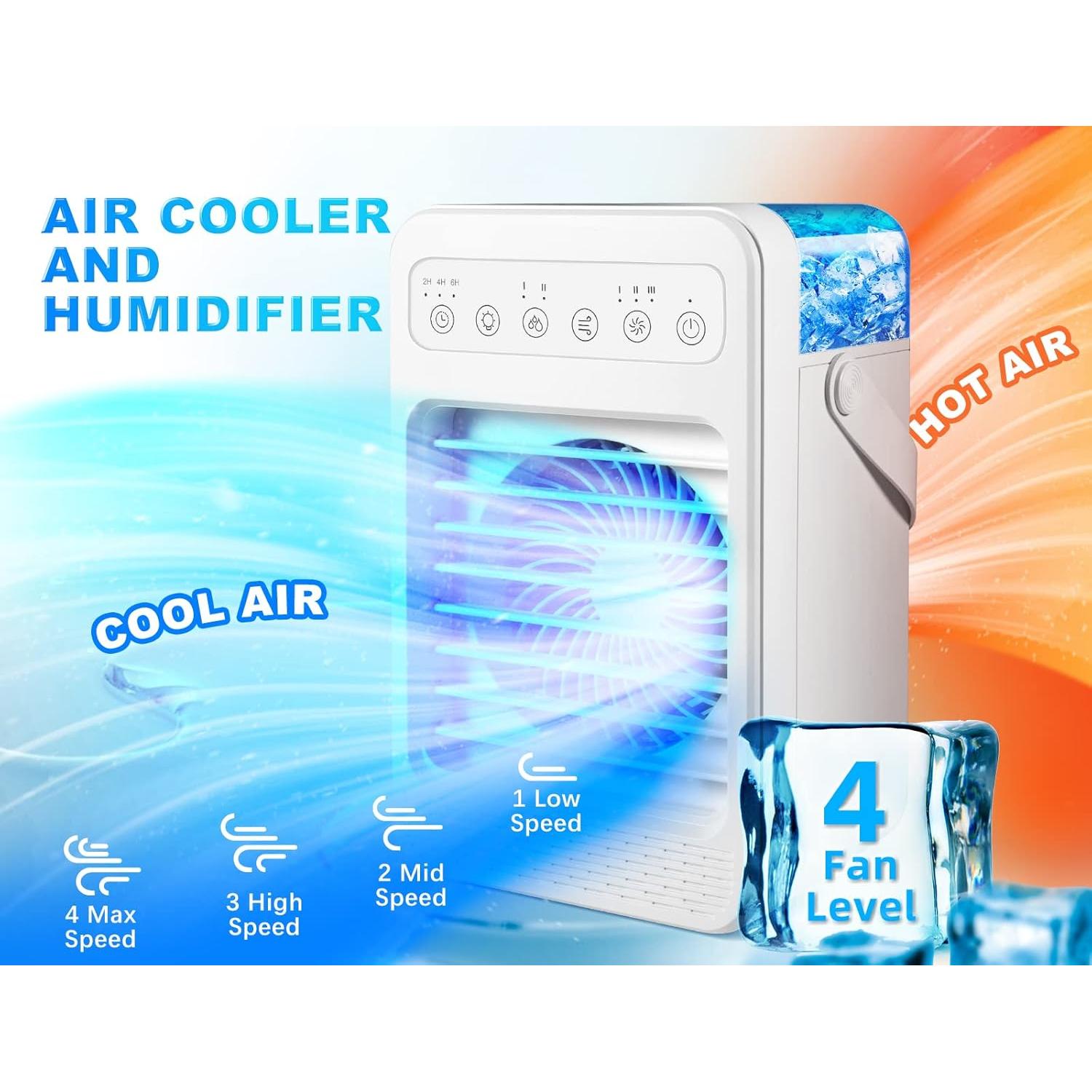 Acondicionador de Aire Portátil 6 en 1 F2 Blanco 600ml USB
