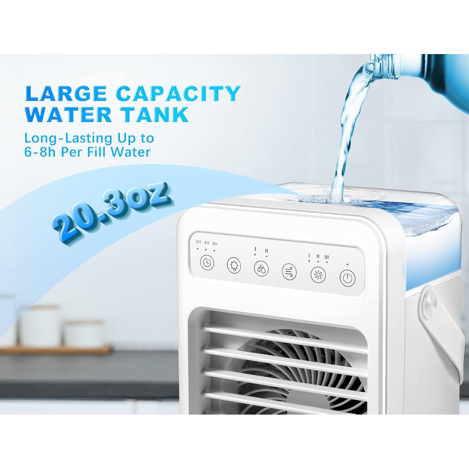 Acondicionador de Aire Portátil 6 en 1 F2 Blanco 600ml USB