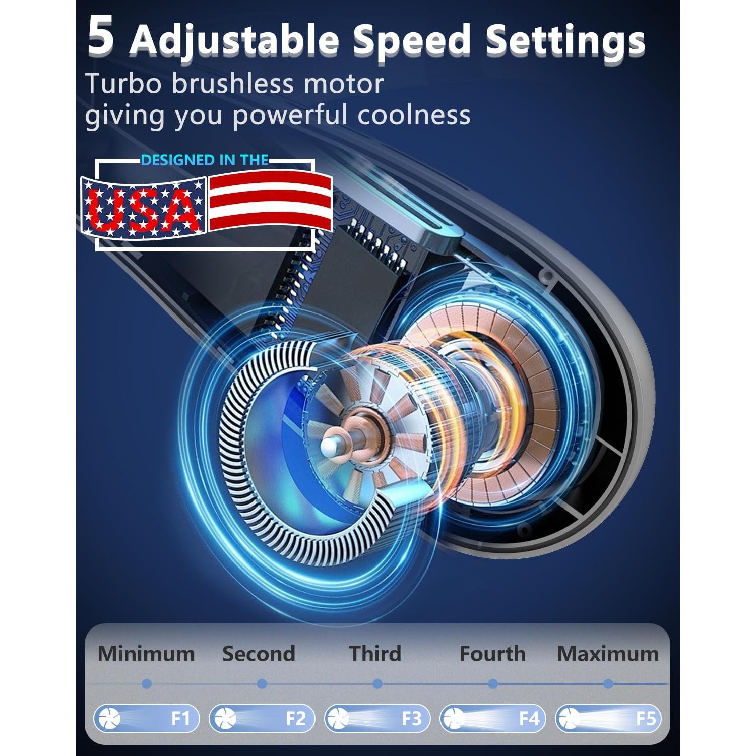 Acondicionador de Aire de Cuello QMKKX Verde Portátil Batería Recargable