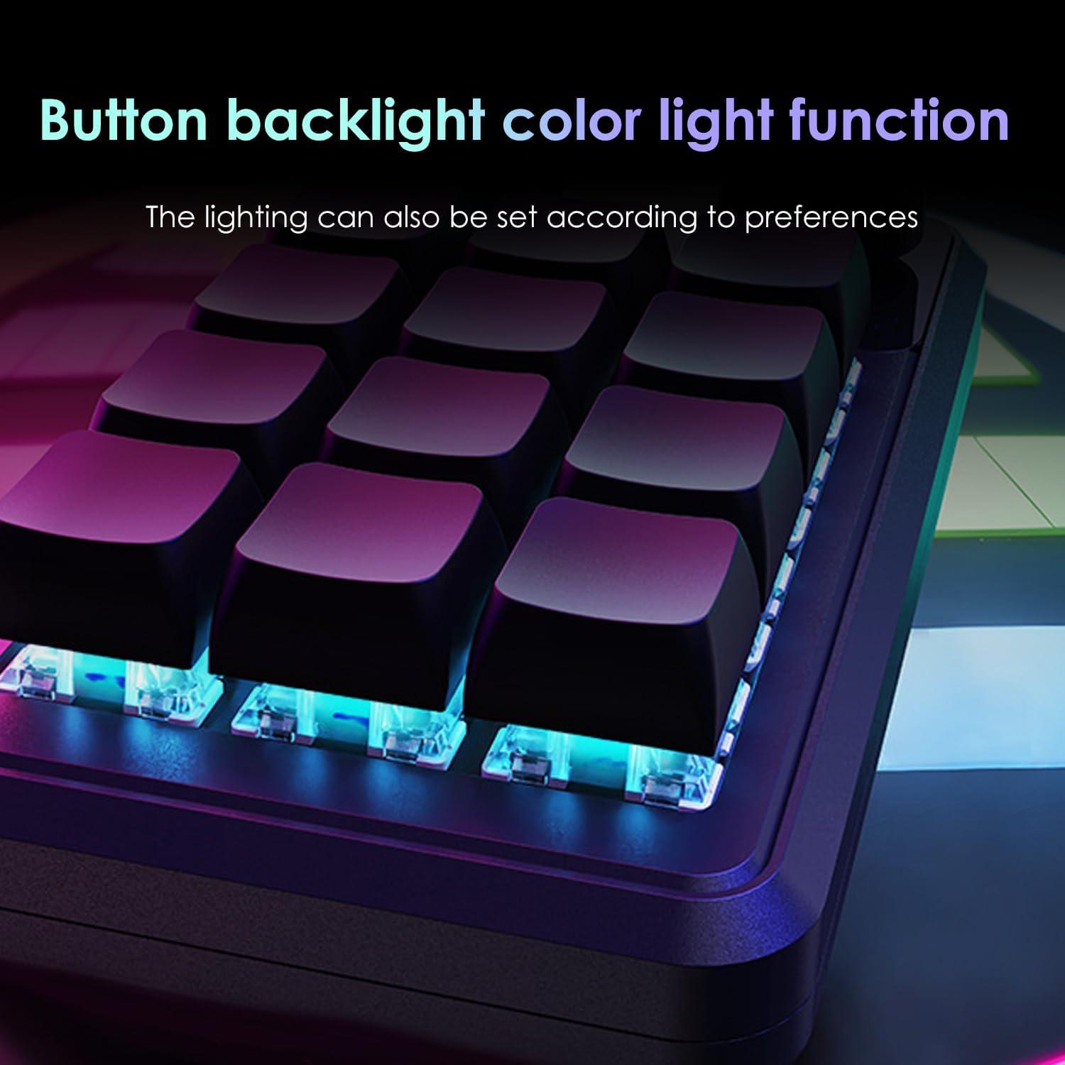 Teclado Mecánico Programable LUKCOZMO RGB 12 Teclas Negro