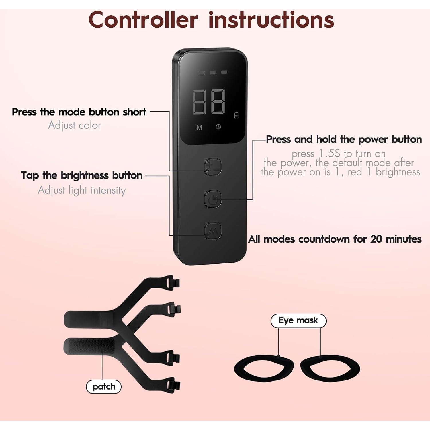 Máscara de Luz Roja LED Soeumoir con Control Remoto y 7 Modos