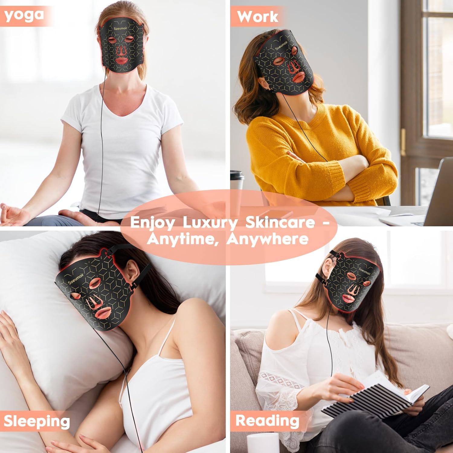 Máscara de Luz Roja LED Soeumoir con Control Remoto y 7 Modos