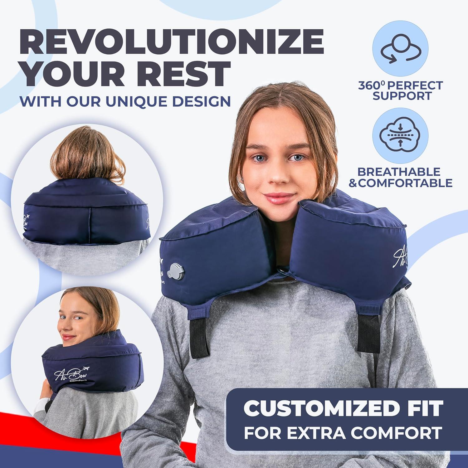 Almohada de Viaje Inflable Air Bow Comfort - Azul