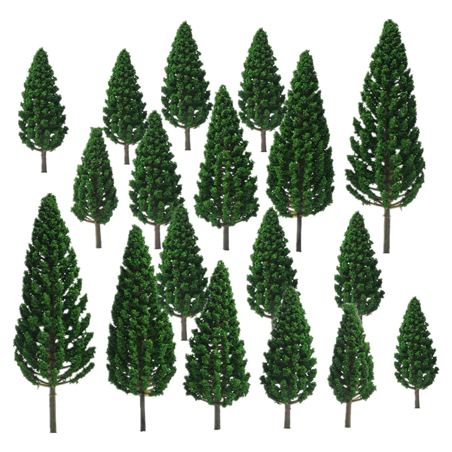 Jylucky 18pcs Árboles Modelo 3.5-13 cm Verde Miniatura Diorama