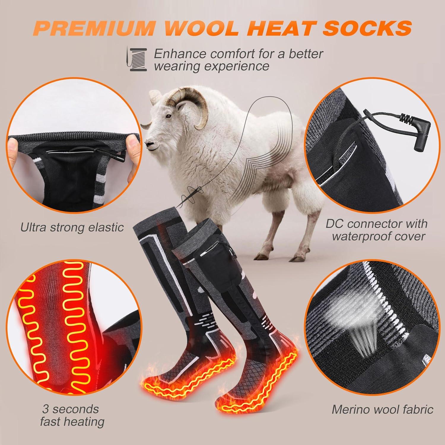 Calcetines Calentados HOTHUGZ Unisex XL de Lana Merino