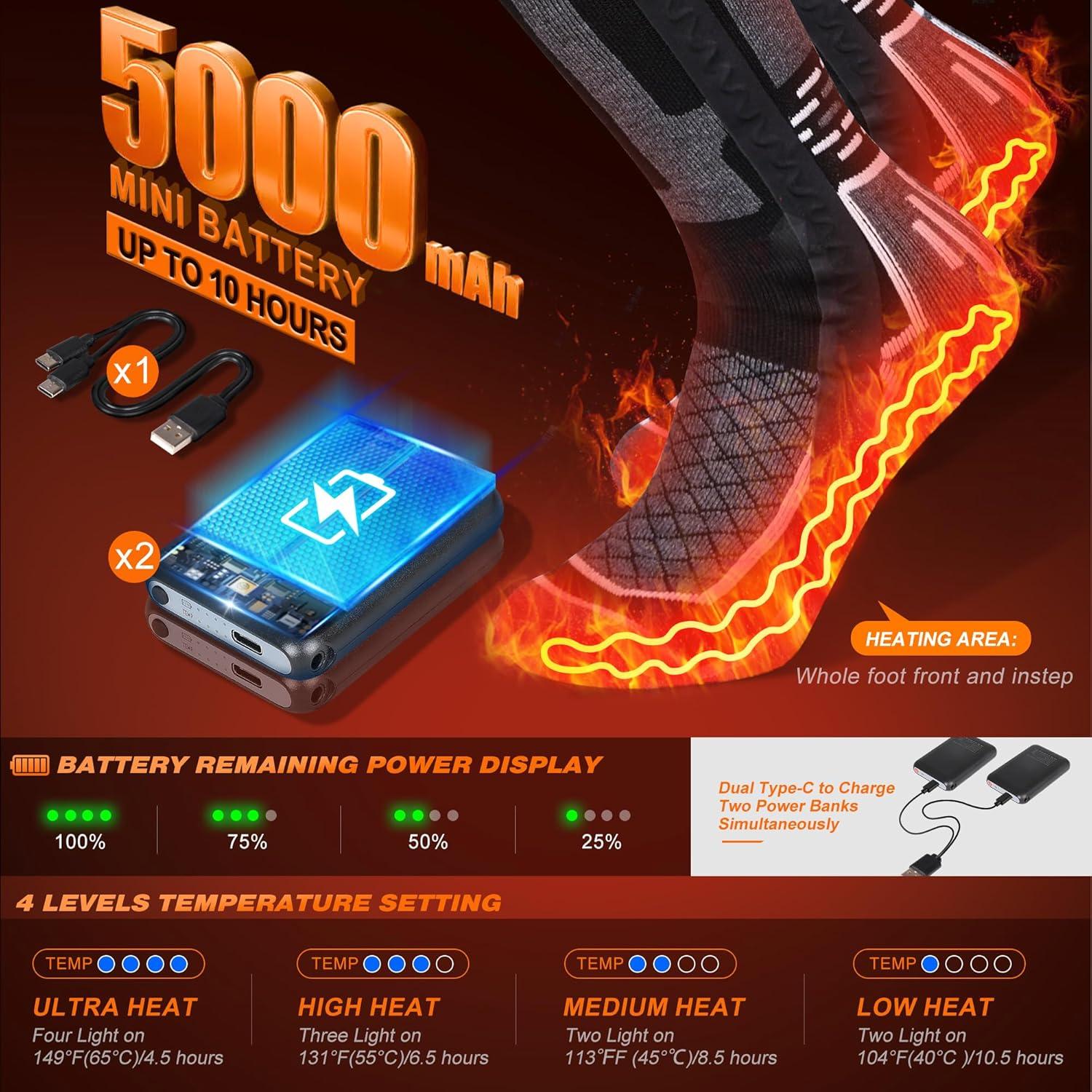 Calcetines Calentados HOTHUGZ Unisex XL de Lana Merino