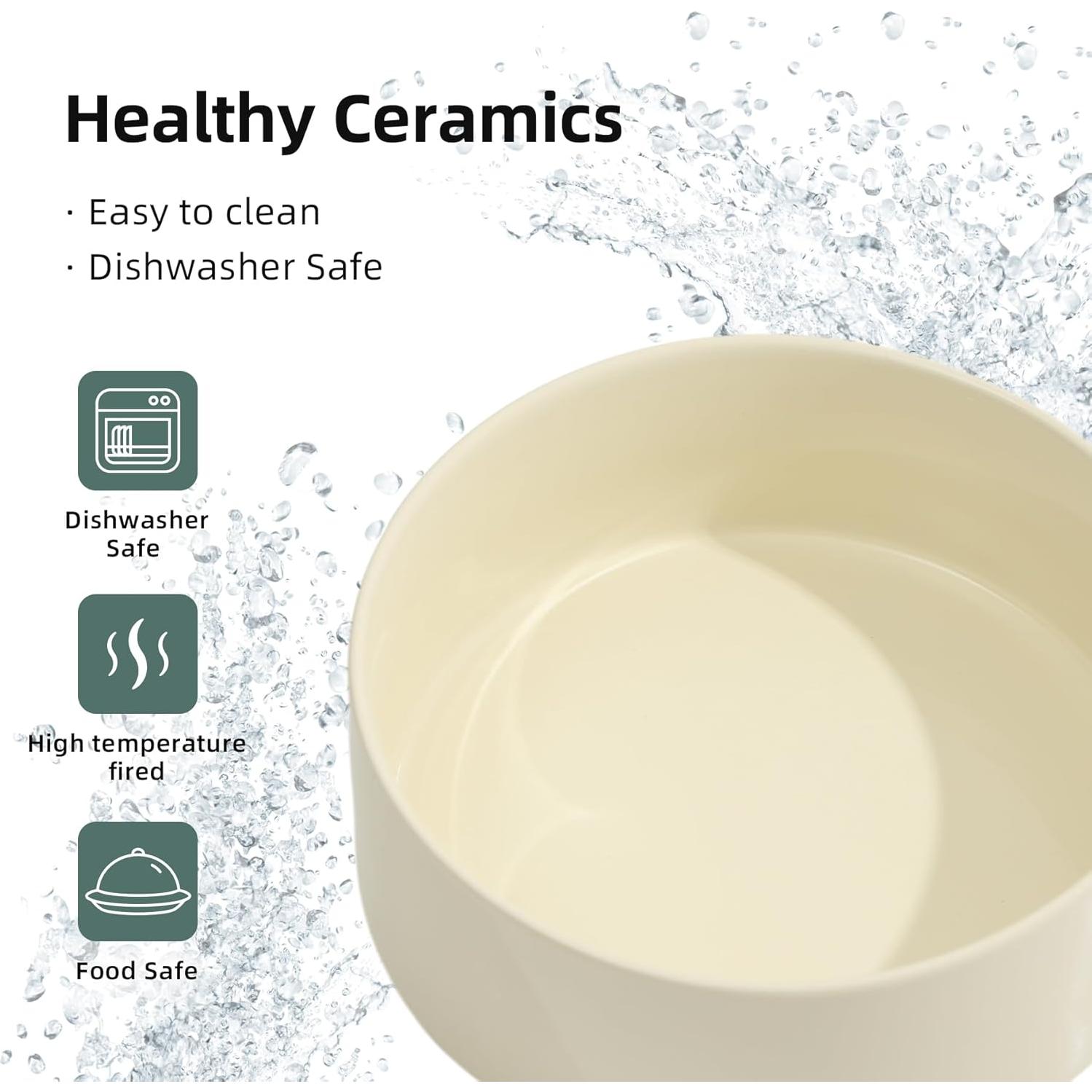 Juego de 2 Tazones de Cerámica Antideslizantes Havniva 400ml Beige