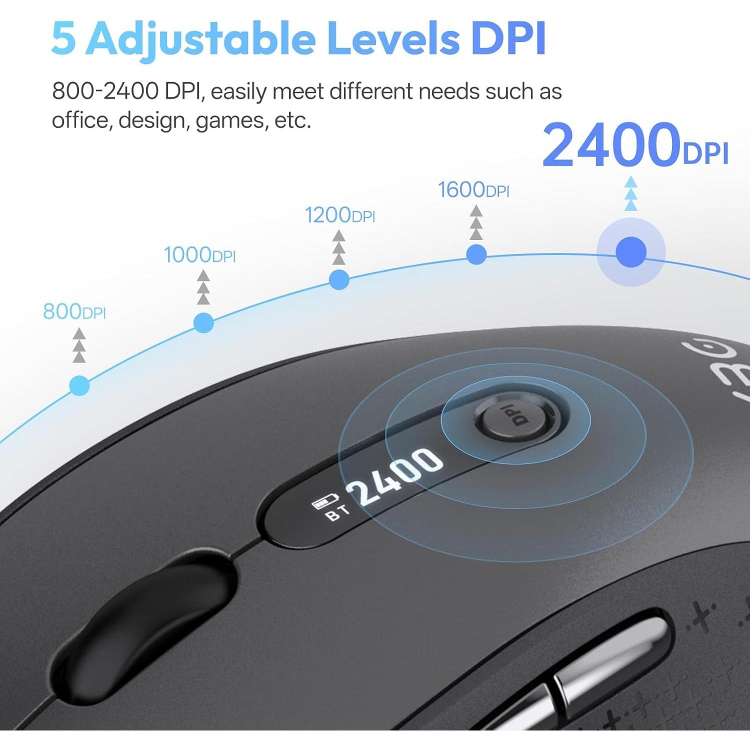 Ratón Inalámbrico Bluetooth XBG B15 Pro, Recargable Tipo-C, 2400 DPI