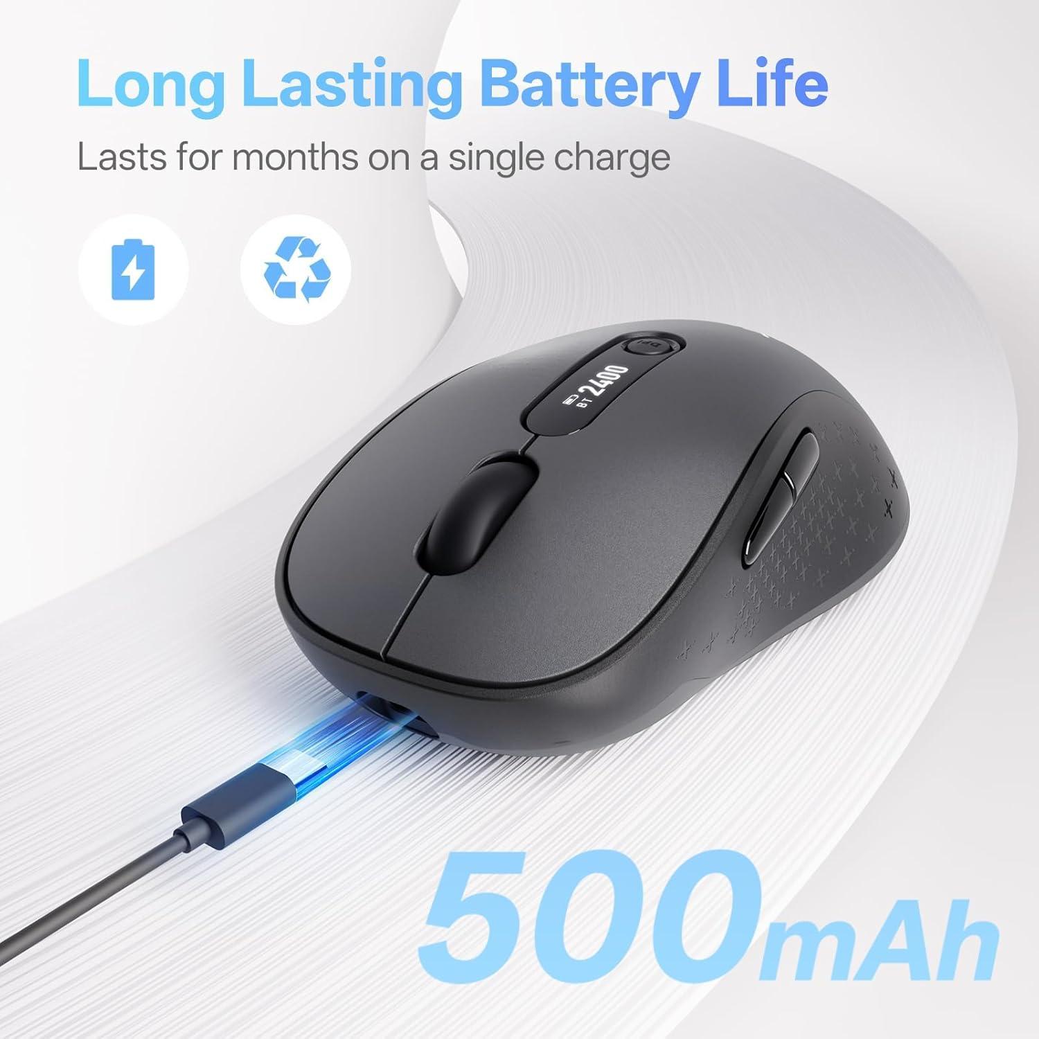 Ratón Inalámbrico Bluetooth XBG B15 Pro, Recargable Tipo-C, 2400 DPI