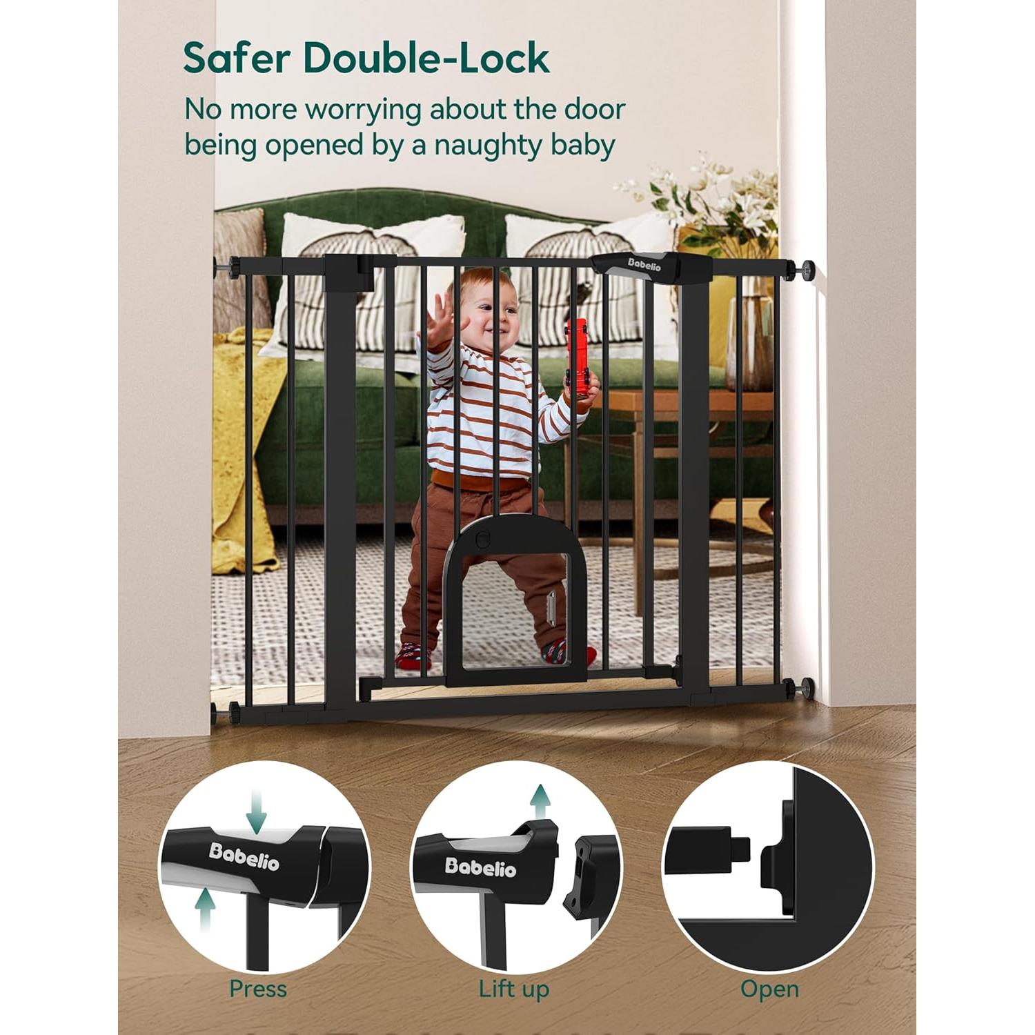 Puerta de Seguridad para Bebés Babelio 29-43" Ajustable Negra