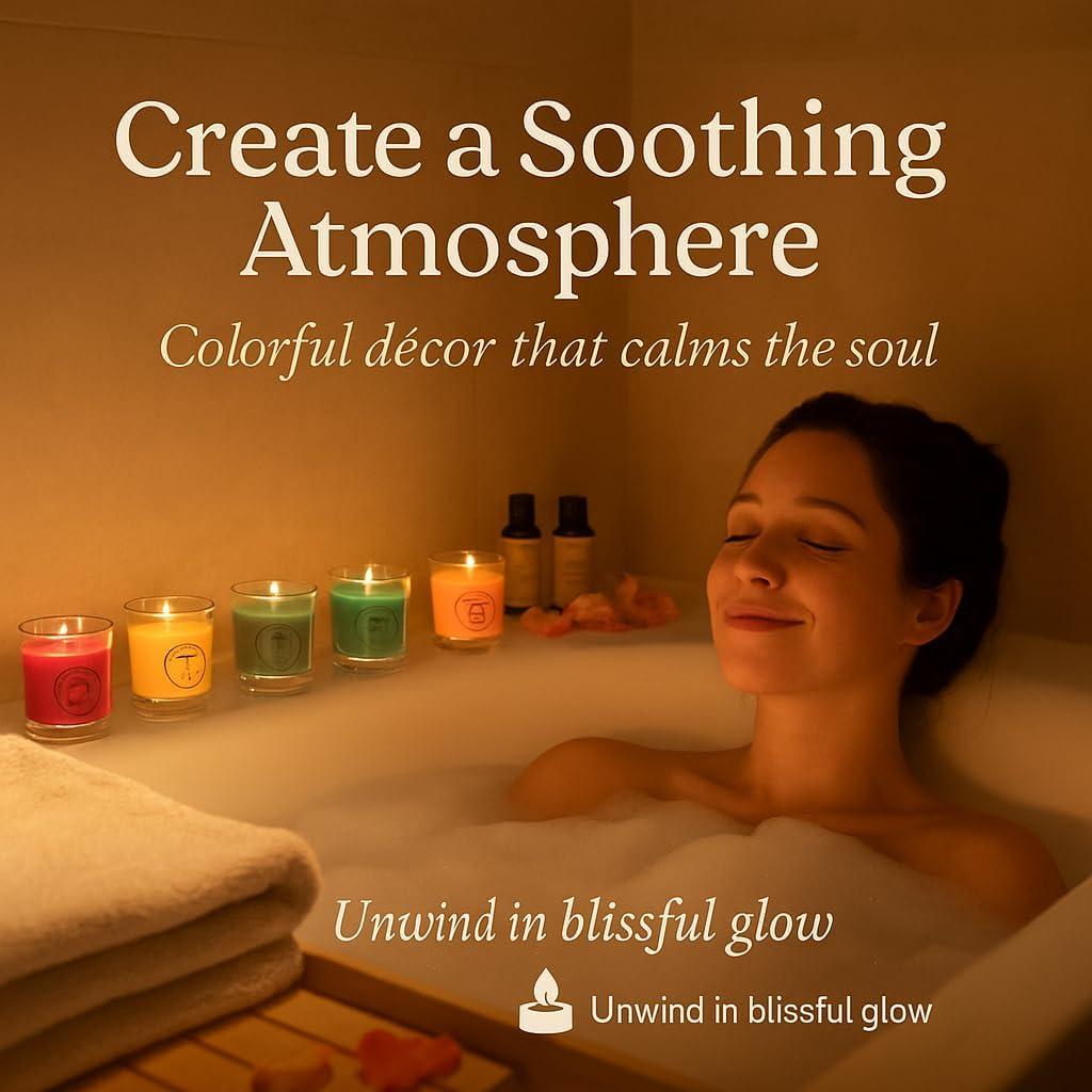 Juego de 7 Velas Aromáticas Chakra & Luck - Cera de Soja Natural