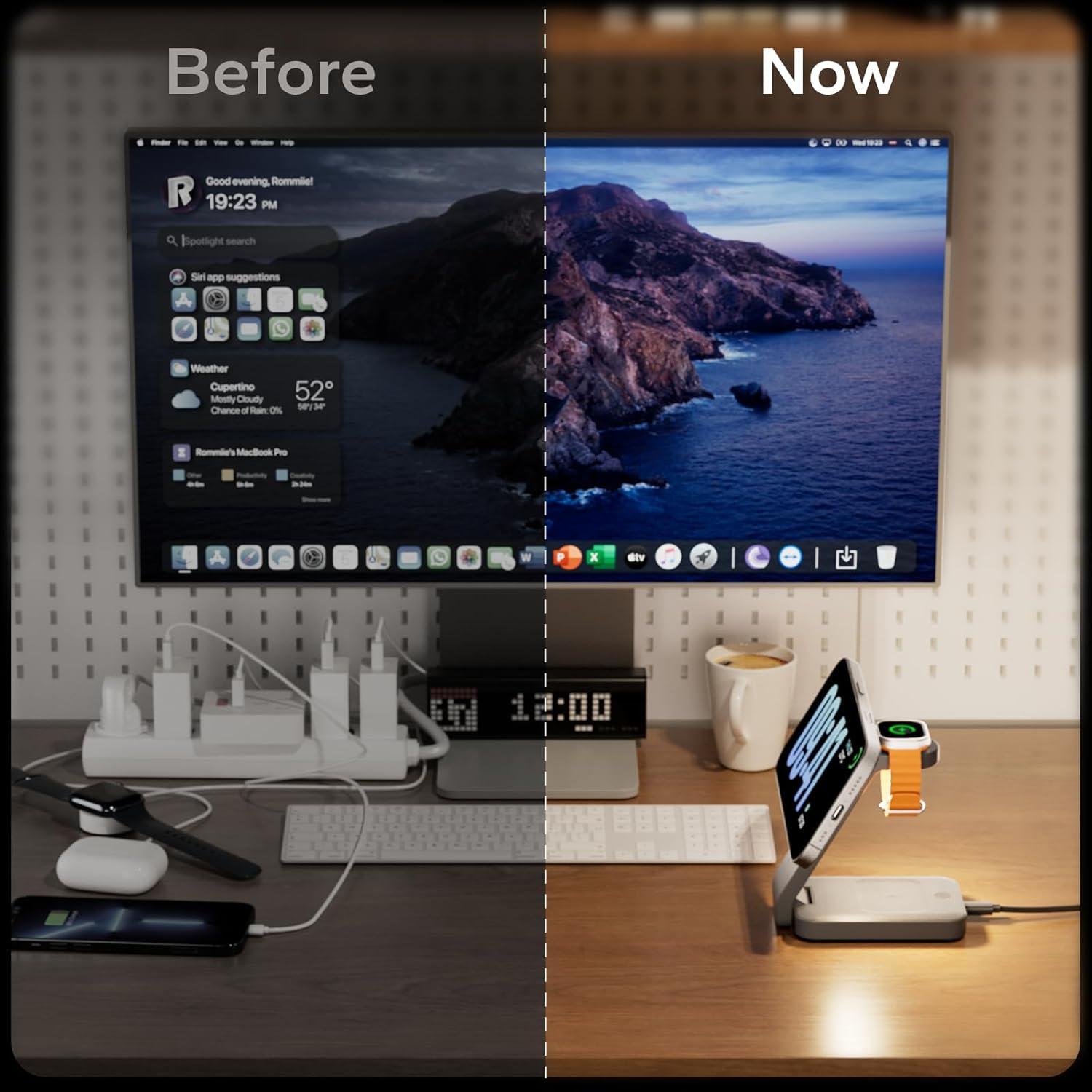 Estación de Carga Inalámbrica 3 en 1 eazpower Gris