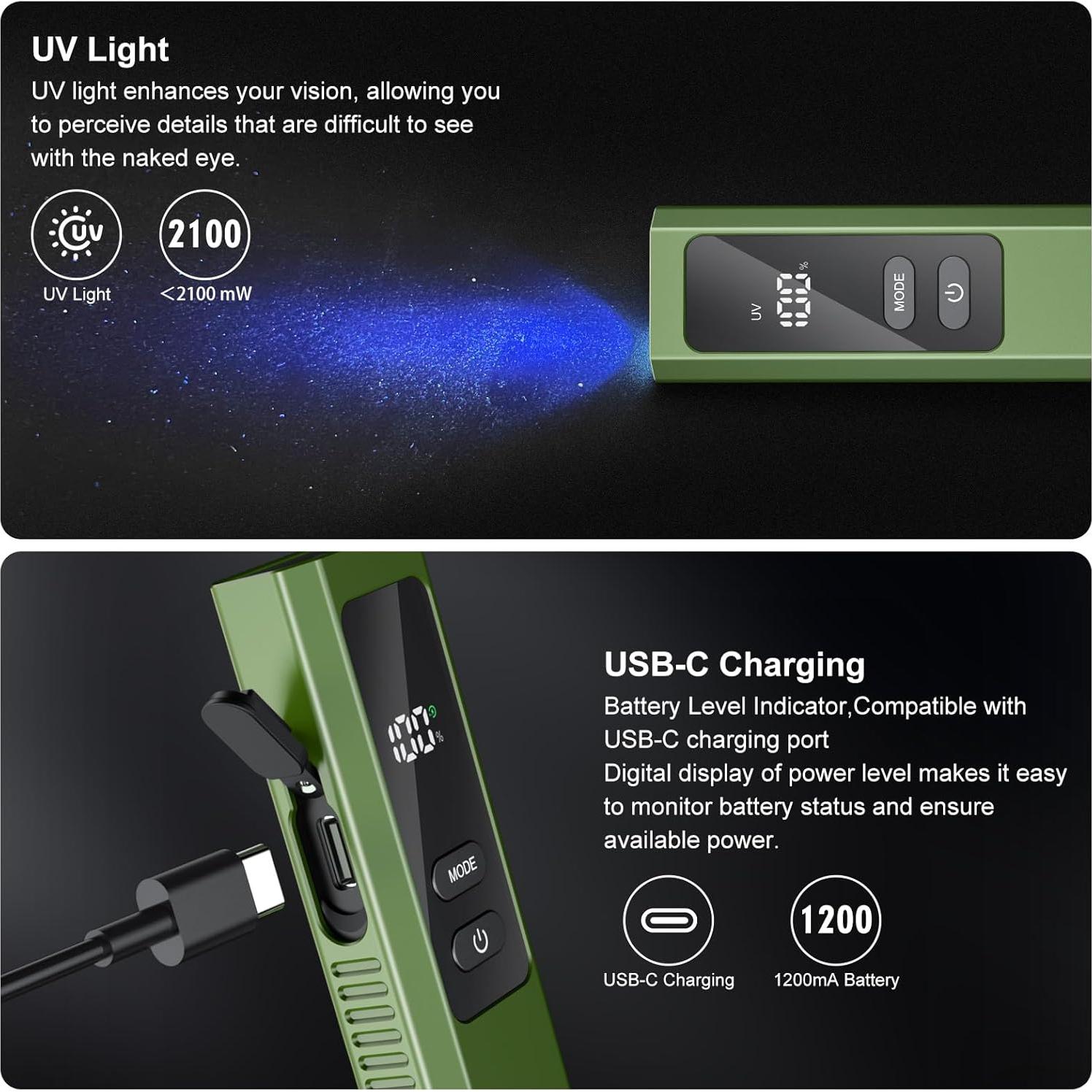 Linterna EDC PRO 4 en 1 DONGGUAN 500LM Verde USB-C