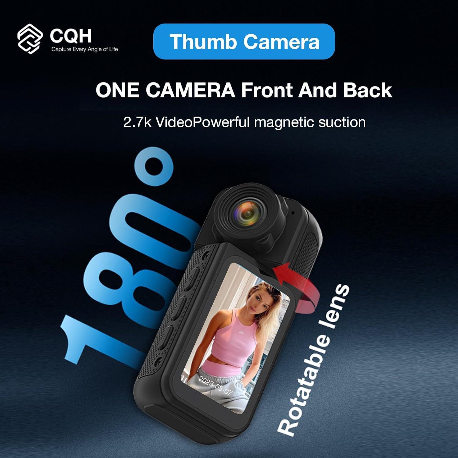 Cámara de acción CQH S70 2.7K portátil 64GB con cordón magnético