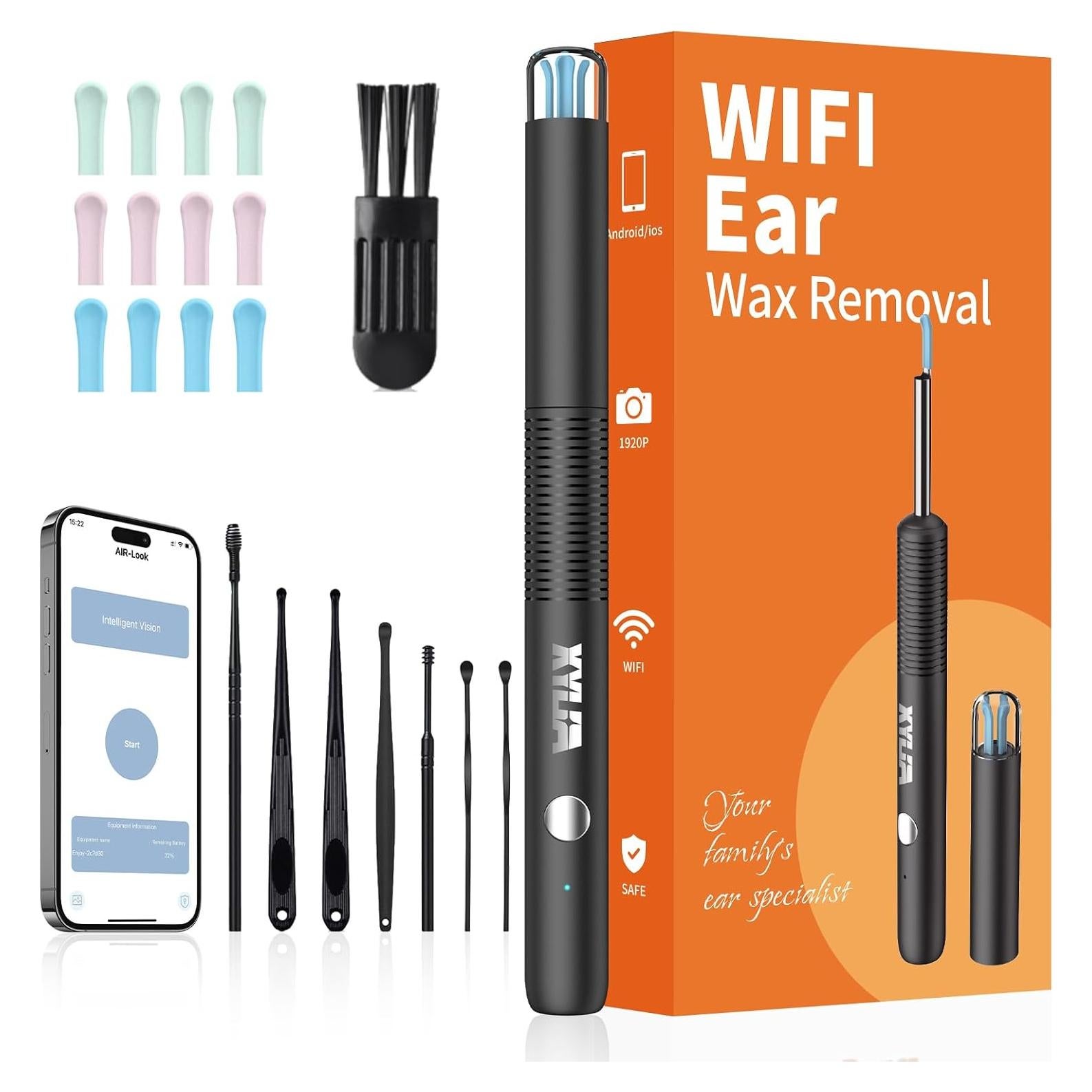 Kit de Eliminación de Cerumen Xylla con Cámara HD 1920P y 12 PZS