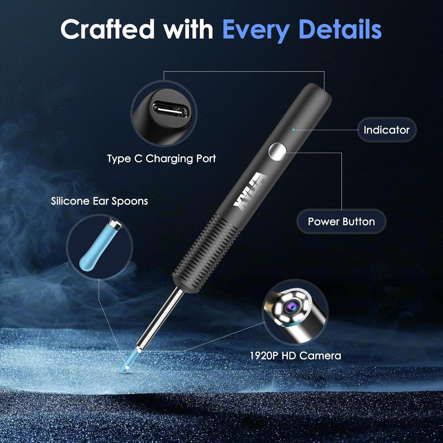 Kit de Eliminación de Cerumen Xylla con Cámara HD 1920P y 12 PZS