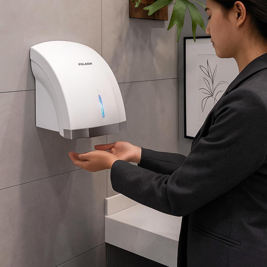 Secador de Manos Polasen A1003 Blanco ABS 1800W Sensor Automático