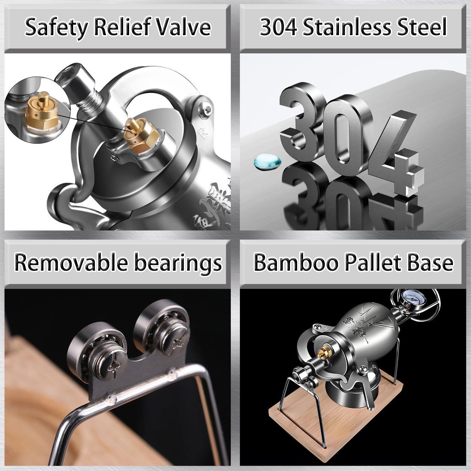 Máquina de Palomitas ZZYYZZ 260ml Acero Inoxidable Retro