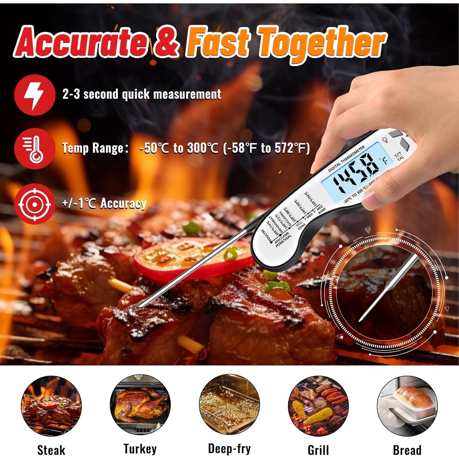 Termómetro Digital de Carne Jamestry IP67 con Retroiluminación