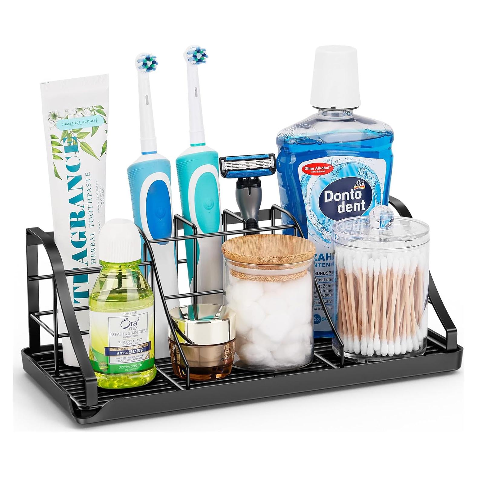 Organizador de Encimera de Baño Chintu - Soporte 7 Ranuras Negro