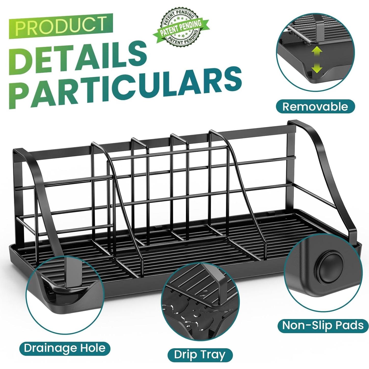 Organizador de Encimera de Baño Chintu - Soporte 7 Ranuras Negro