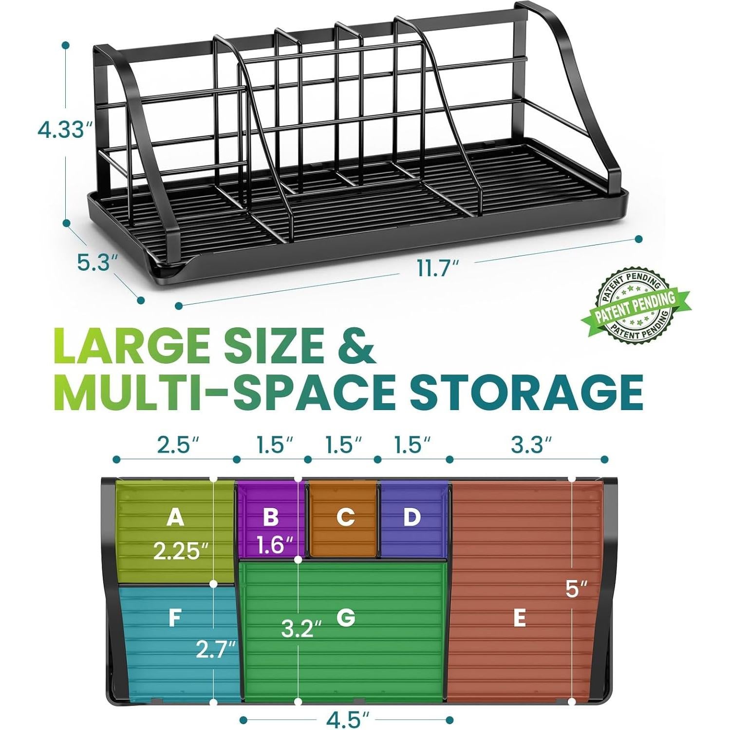 Organizador de Encimera de Baño Chintu - Soporte 7 Ranuras Negro