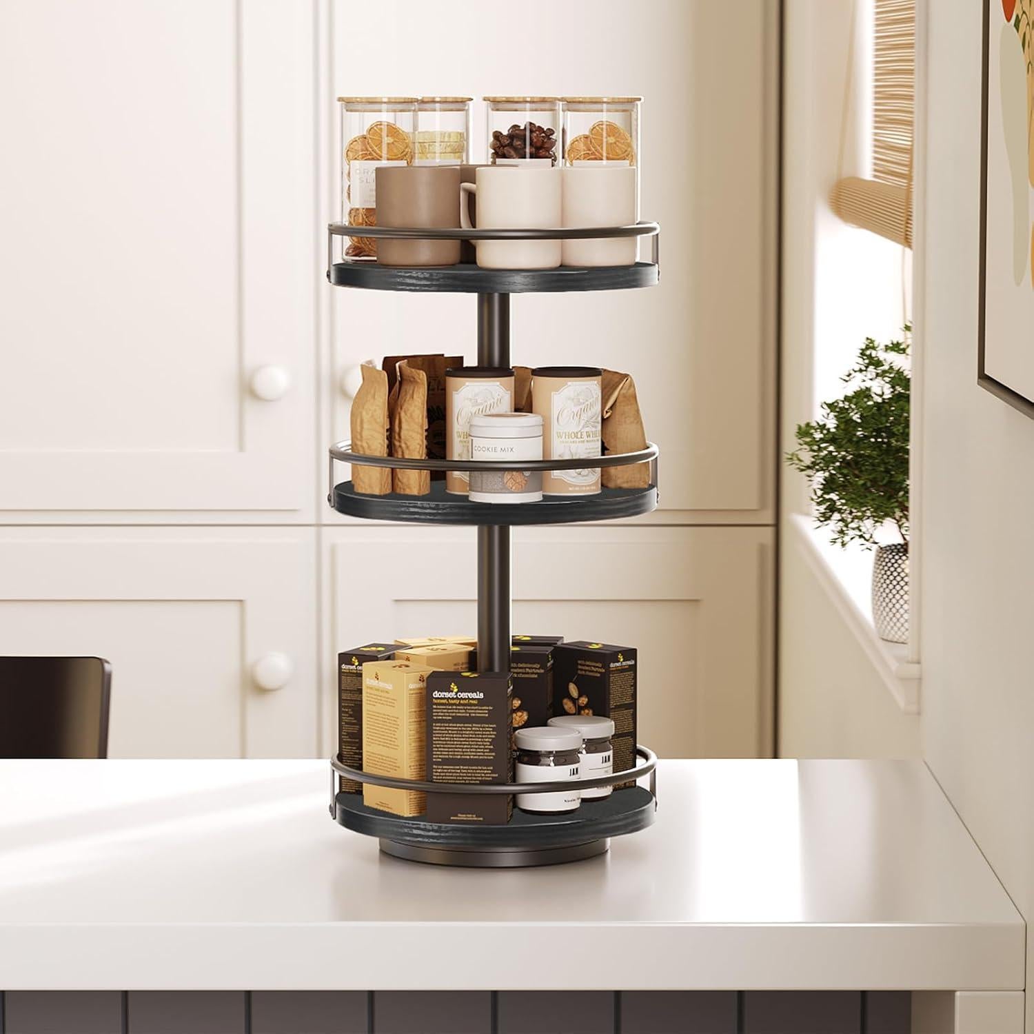 Organizador de Especias Giratorio HOOBRO 3 Niveles Negro