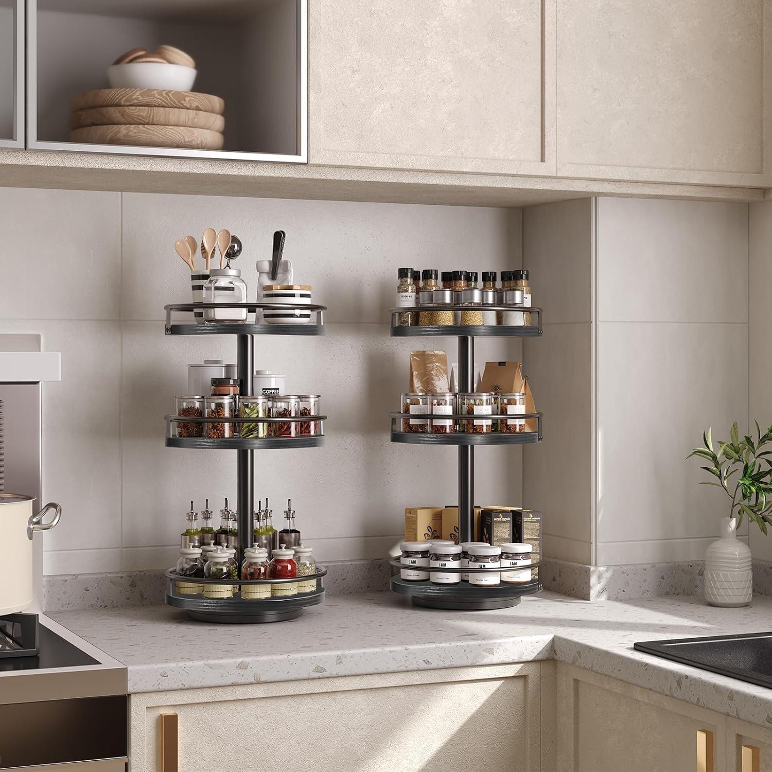 Organizador de Especias Giratorio HOOBRO 3 Niveles Negro