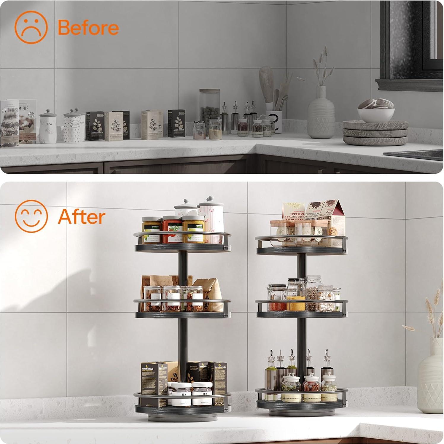 Organizador de Especias Giratorio HOOBRO 3 Niveles Negro