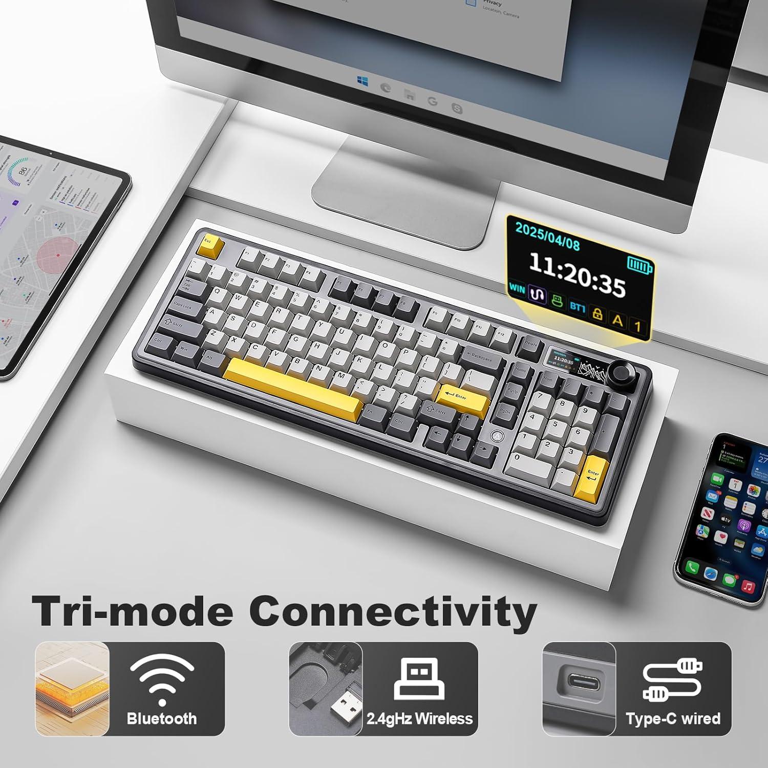 Teclado Mecánico Inalámbrico AJAZZ AK980 RGB 98% Negro