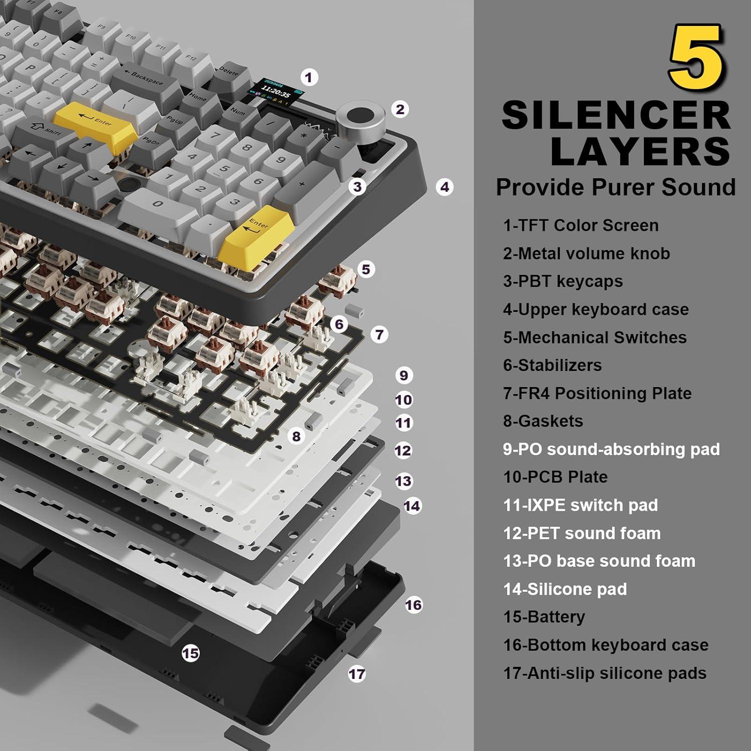 Teclado Mecánico Inalámbrico AJAZZ AK980 RGB 98% Negro