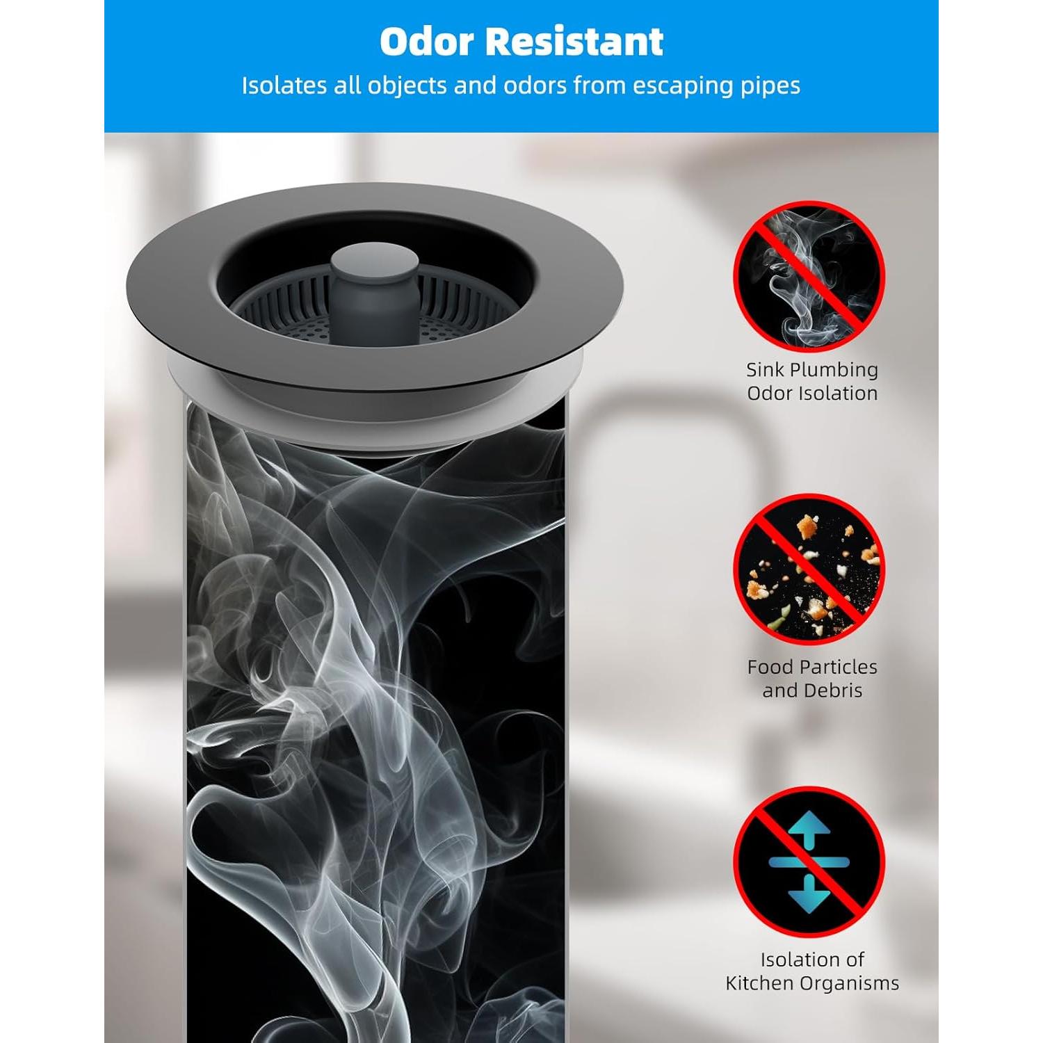 Filtro y Tapón de Drenaje Hibbent Acero Inoxidable 3 en 1 Negro