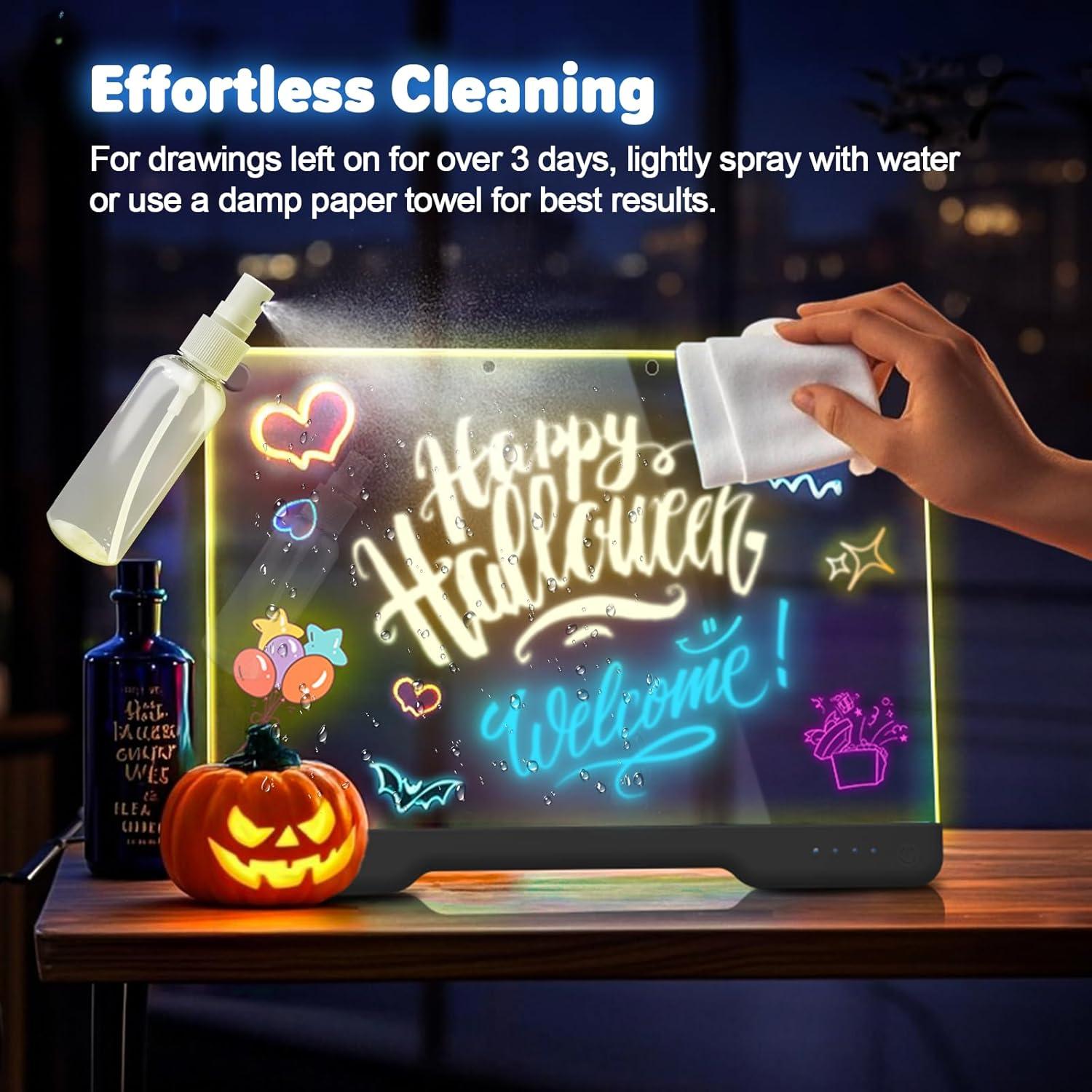 Tablero de Notas LED Recargable 16" He Yinzi E16 con 7 Modos de Luz