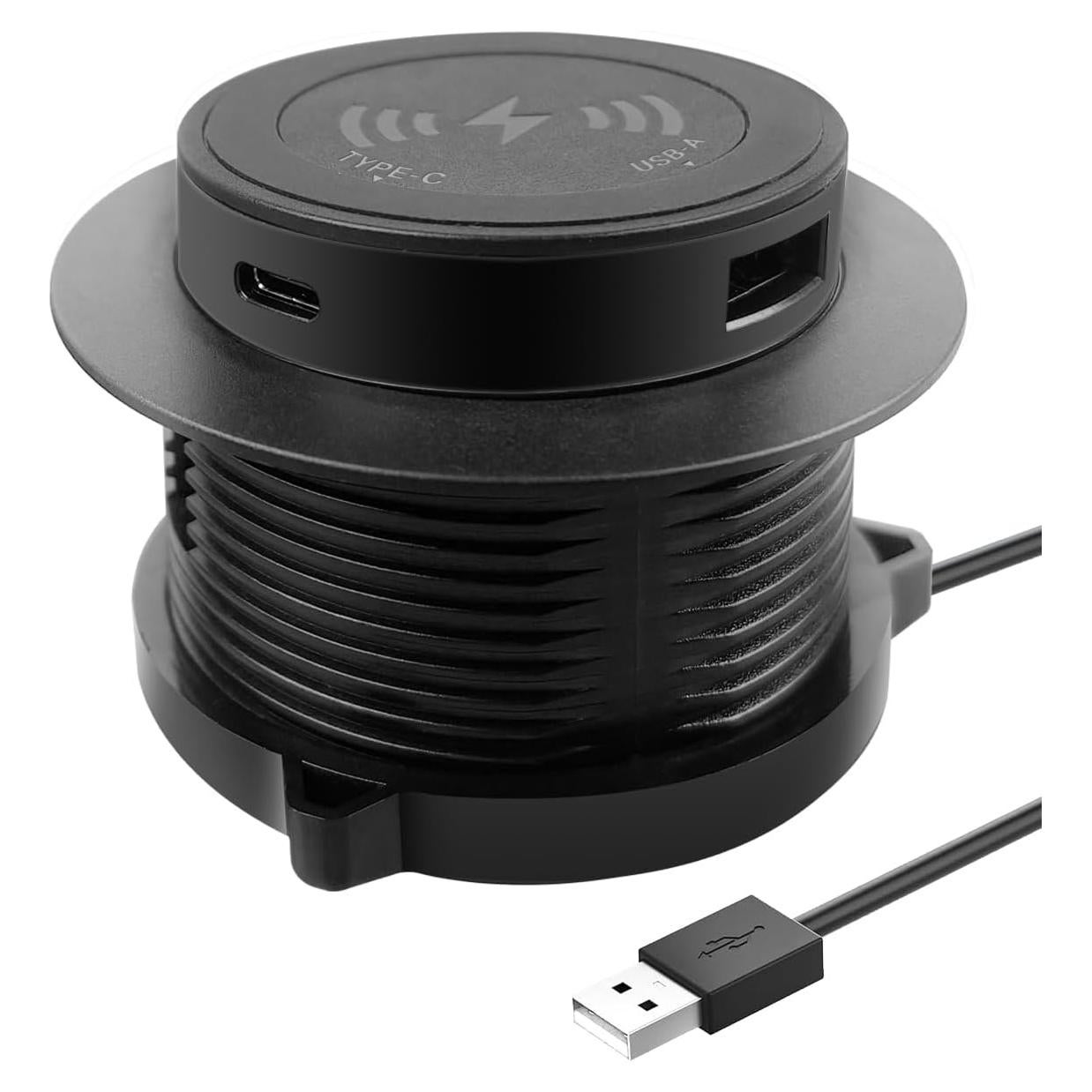 Cargador de Escritorio JACEPFY 15W Recesado USB A y C - Negro