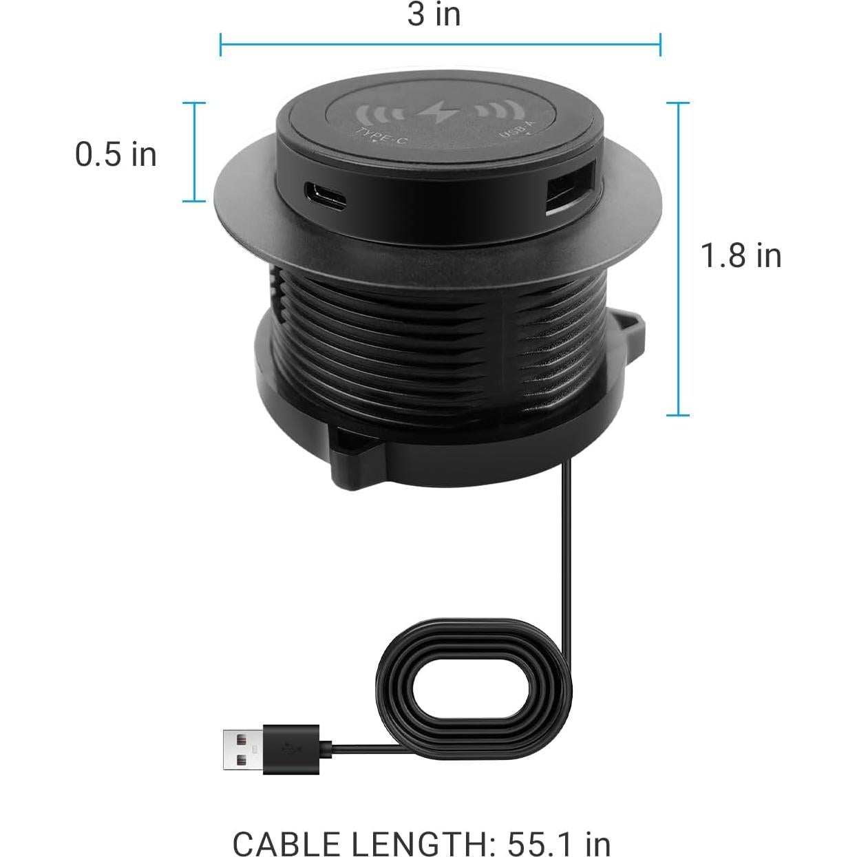 Cargador de Escritorio JACEPFY 15W Recesado USB A y C - Negro