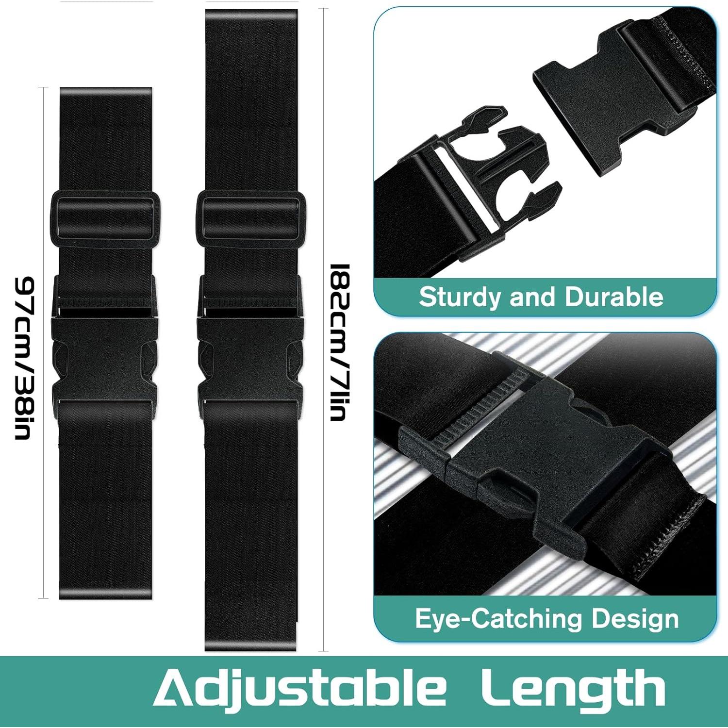 Correas de Equipaje Slohif Ajustables 2 Piezas Nylon Negro
