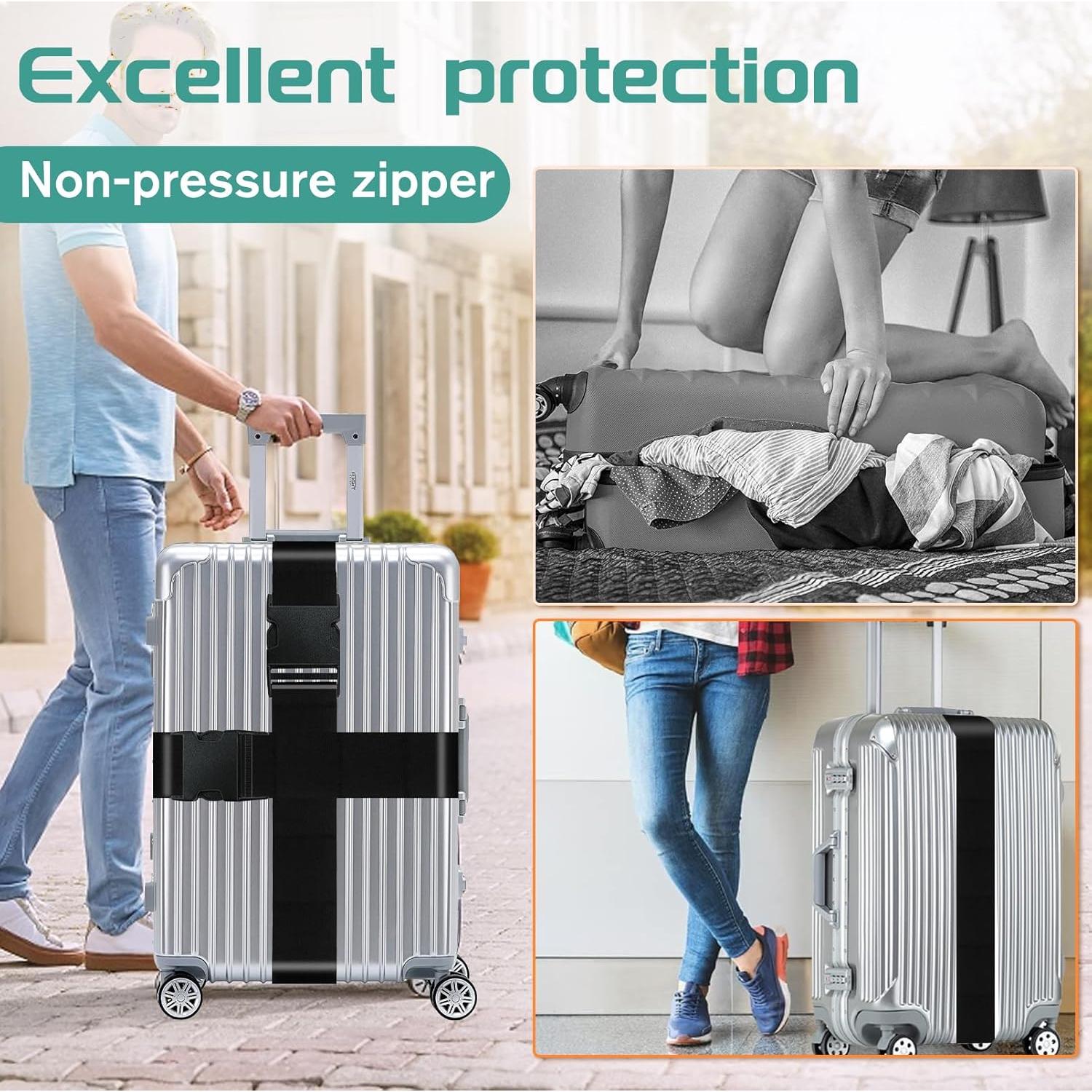 Correas de Equipaje Slohif Ajustables 2 Piezas Nylon Negro