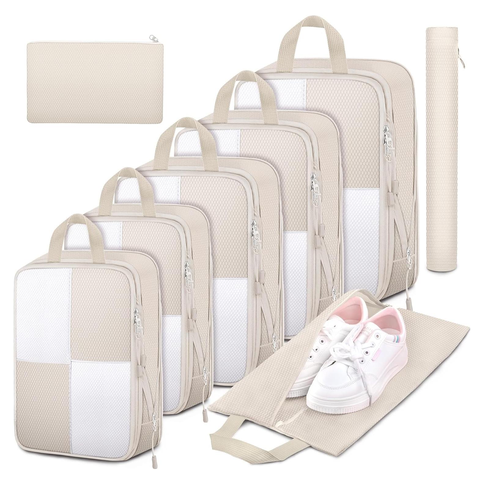 Set de 8 Cubos de Compresión Attmu para Viaje - Beige