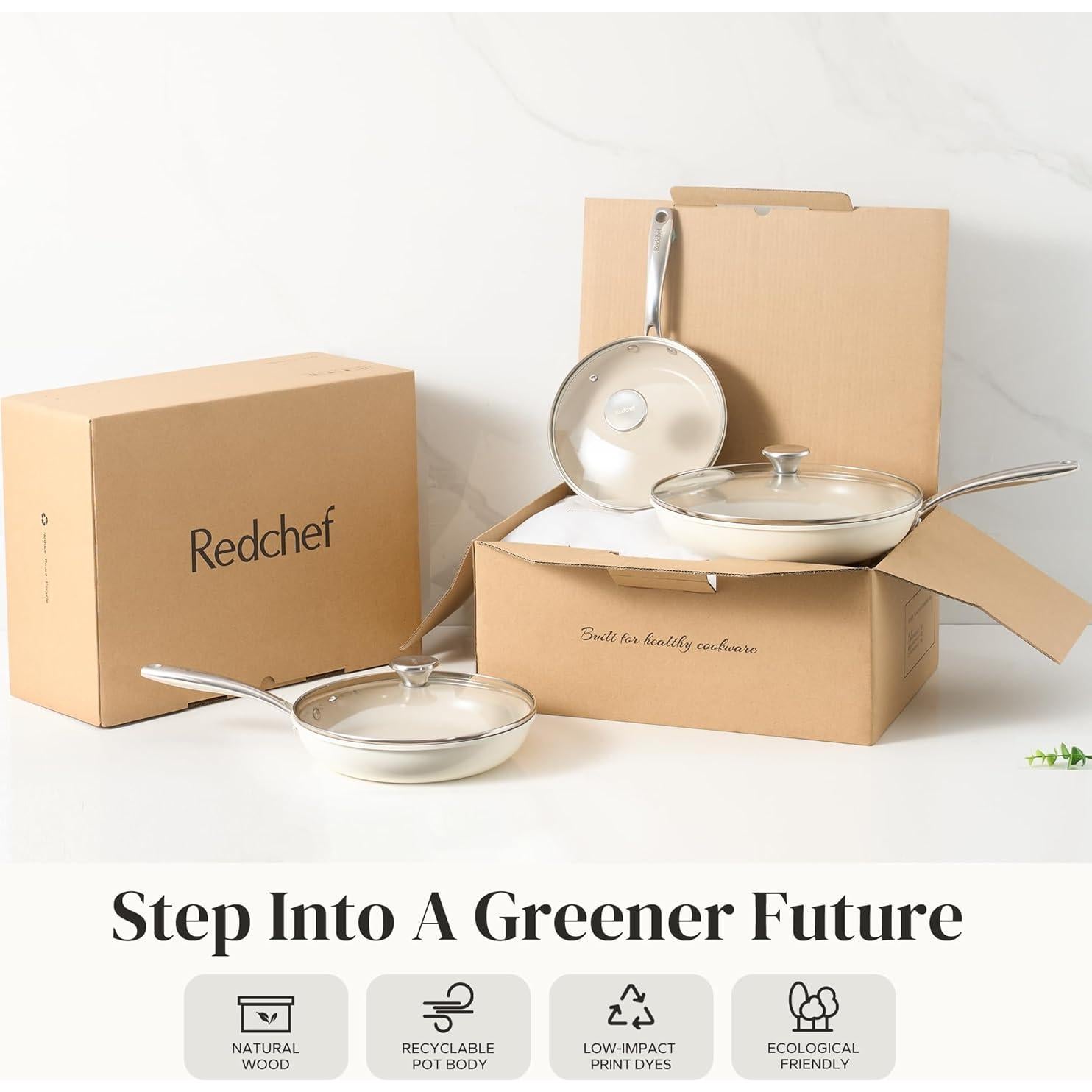 Juego de Sartenes Cerámicas Redchef 6 Piezas Beige 20.3-27.9 cm