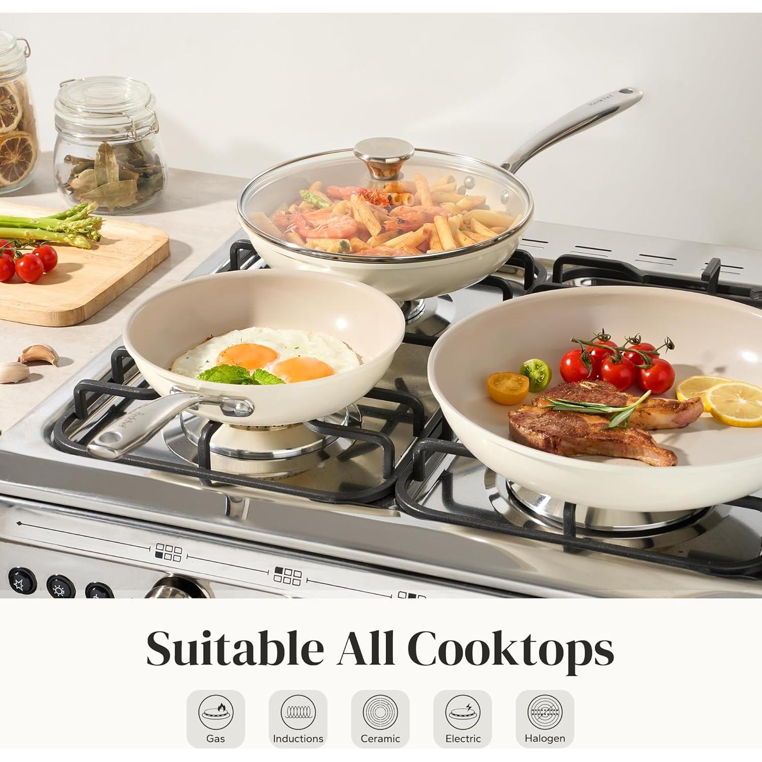 Juego de Sartenes Cerámicas Redchef 6 Piezas Beige 20.3-27.9 cm