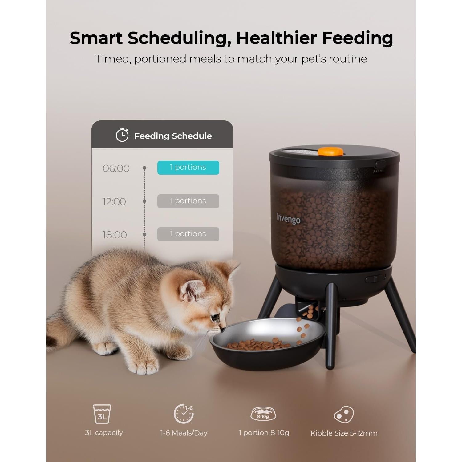 Comedero Automático Invengo PTM-40A3 para Gatos 3L