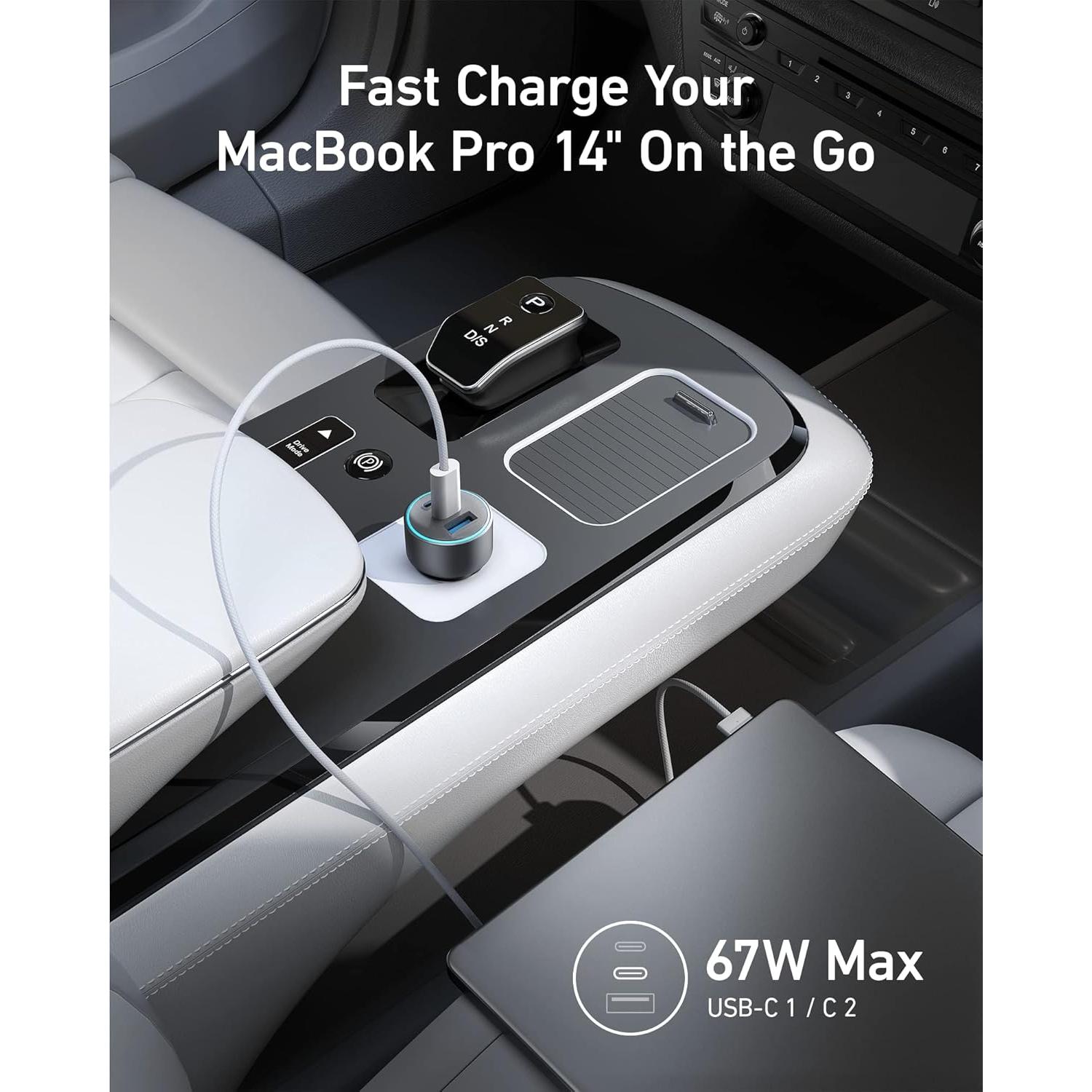 Cargador de coche Anker 535 USB-C 67W 3 puertos compacto