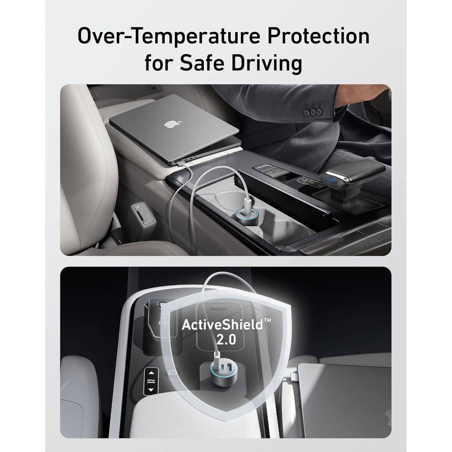 Cargador de coche Anker 535 USB-C 67W 3 puertos compacto